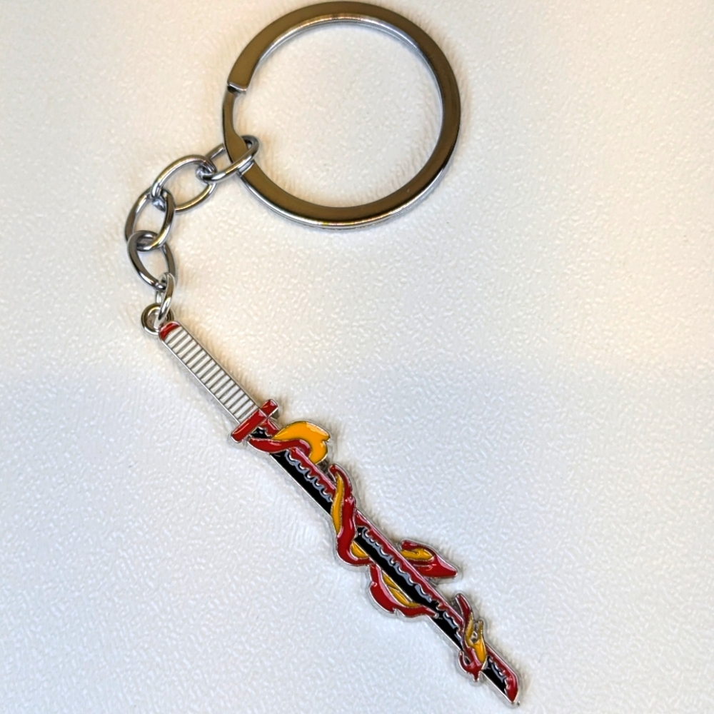 Demon Slayer: Kimetsu no Yaiba Sword Keychain Red Orange & Black Dragon